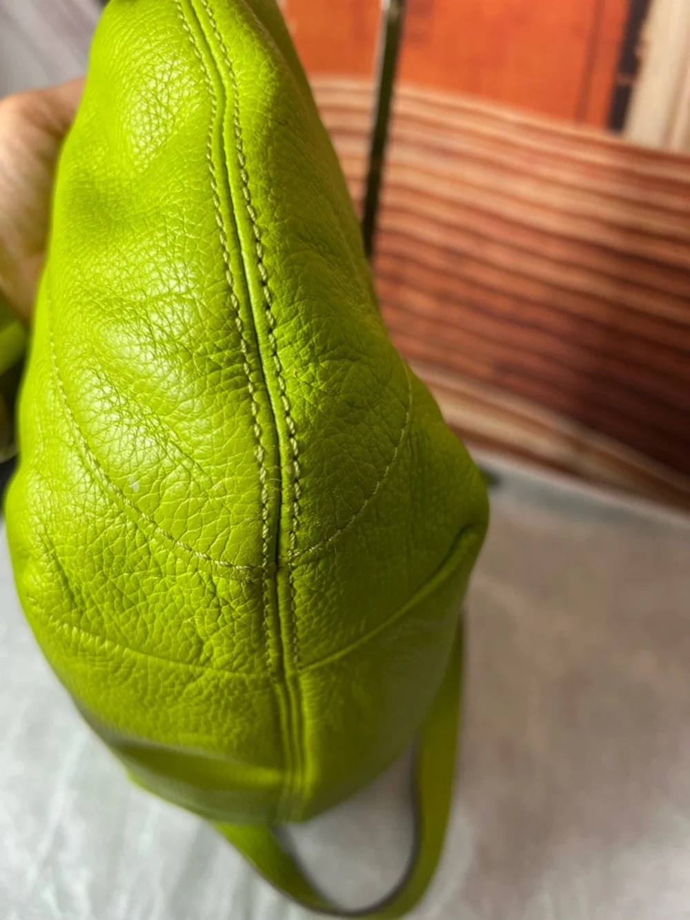 Michael Kors Neon Lime Leather Tassel Shoulder Bag